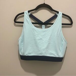 Fair Harbor The Corliss Sports Bra Light Blue Navy Blue  Women’s Size XL EUC